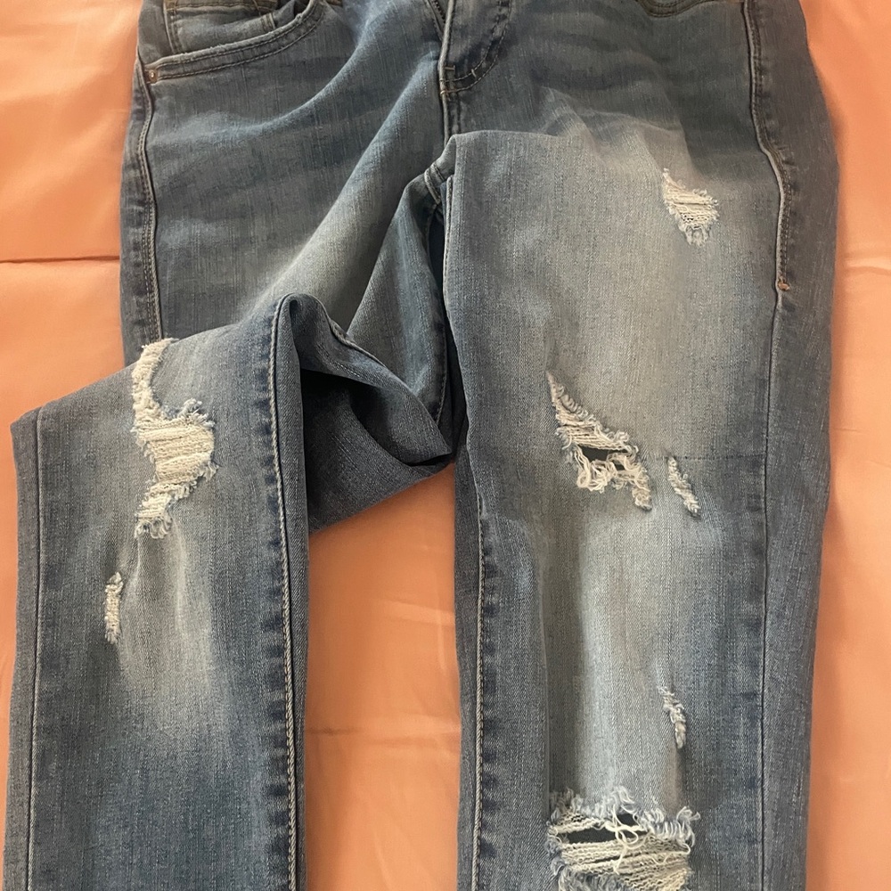 Distressed Blue Jeans